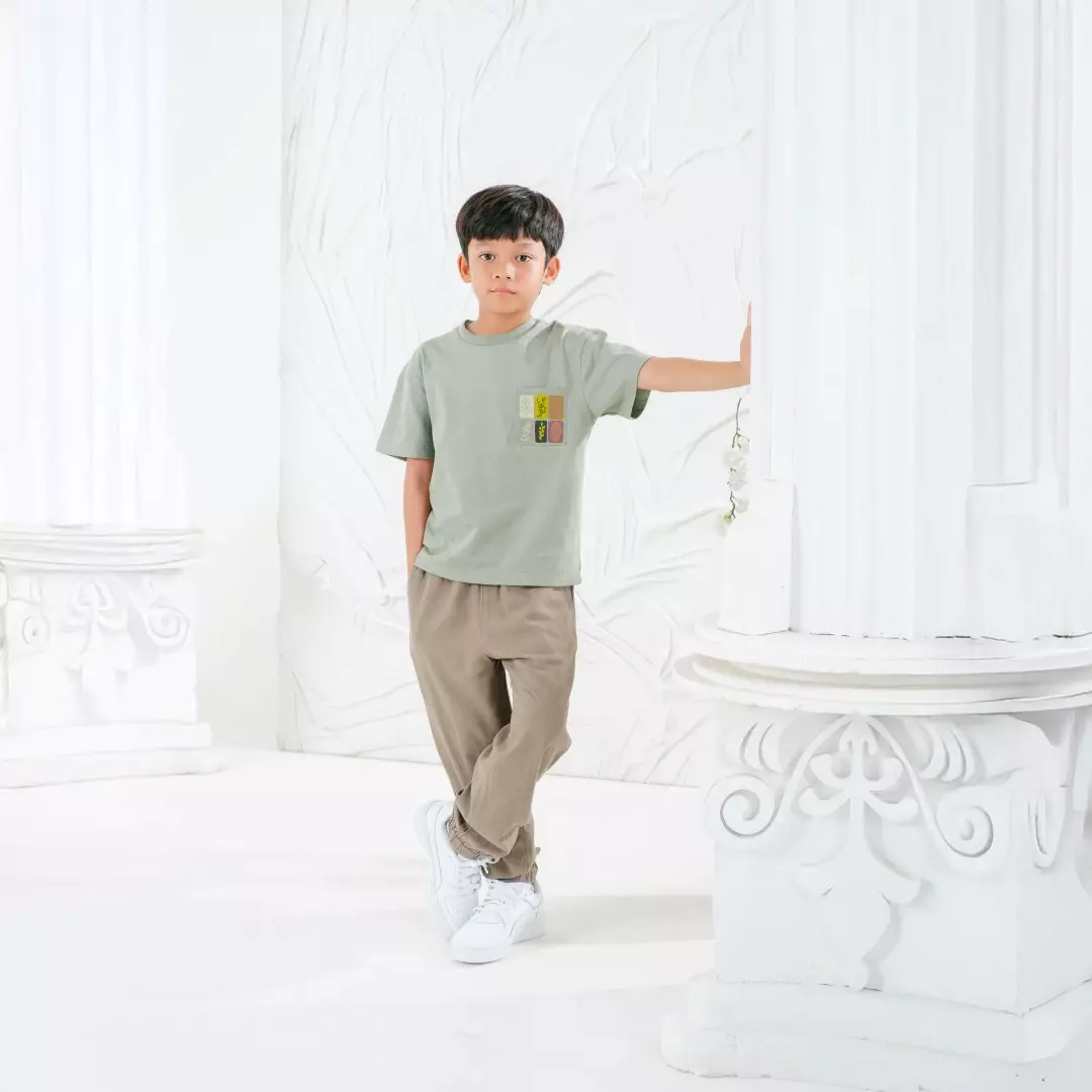 LEAF T-Shirt Boy Green - Baju Kaos Anak Lengan Pendek - Bahan 100% Cotton