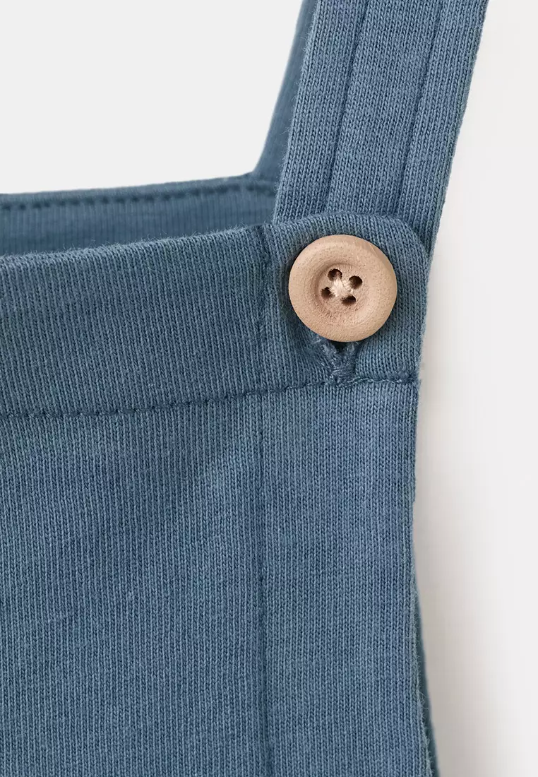 Cotton Dungaree Romper With Cargo Pockets