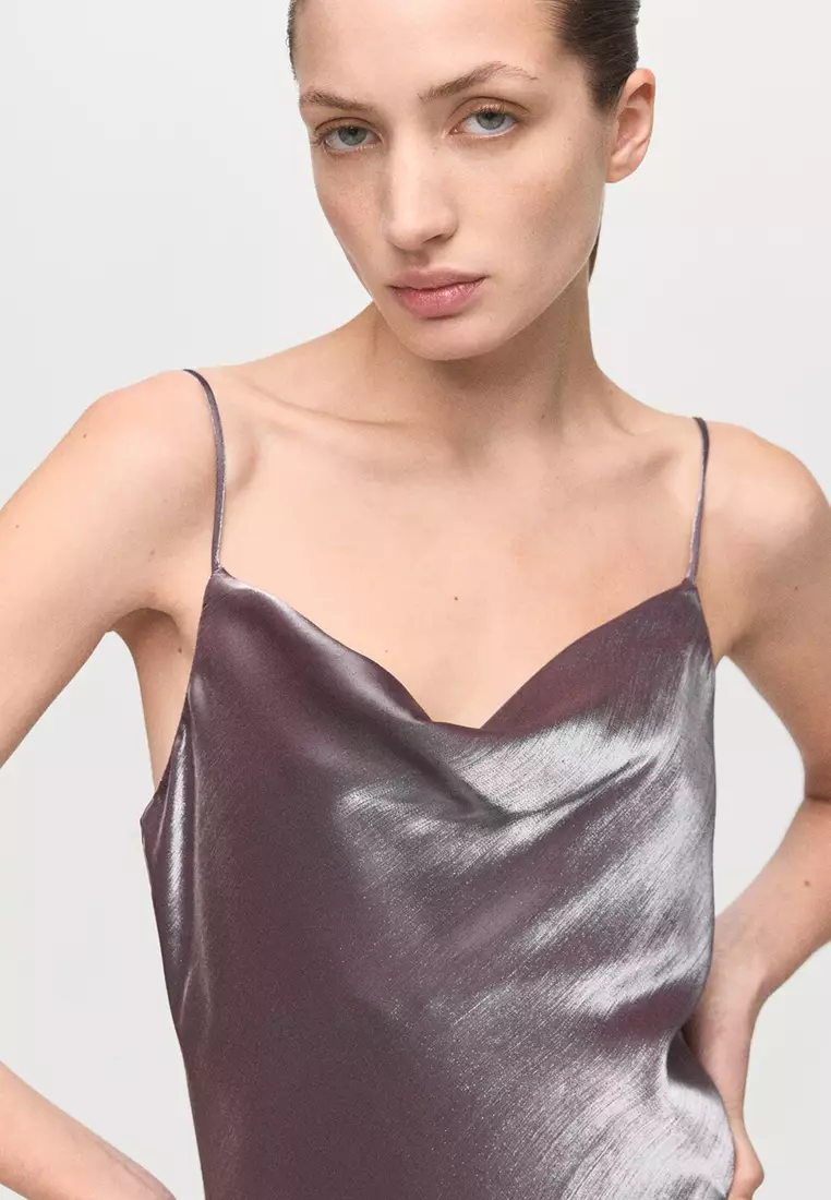 Satin Dress With A Low-Cut Neckline