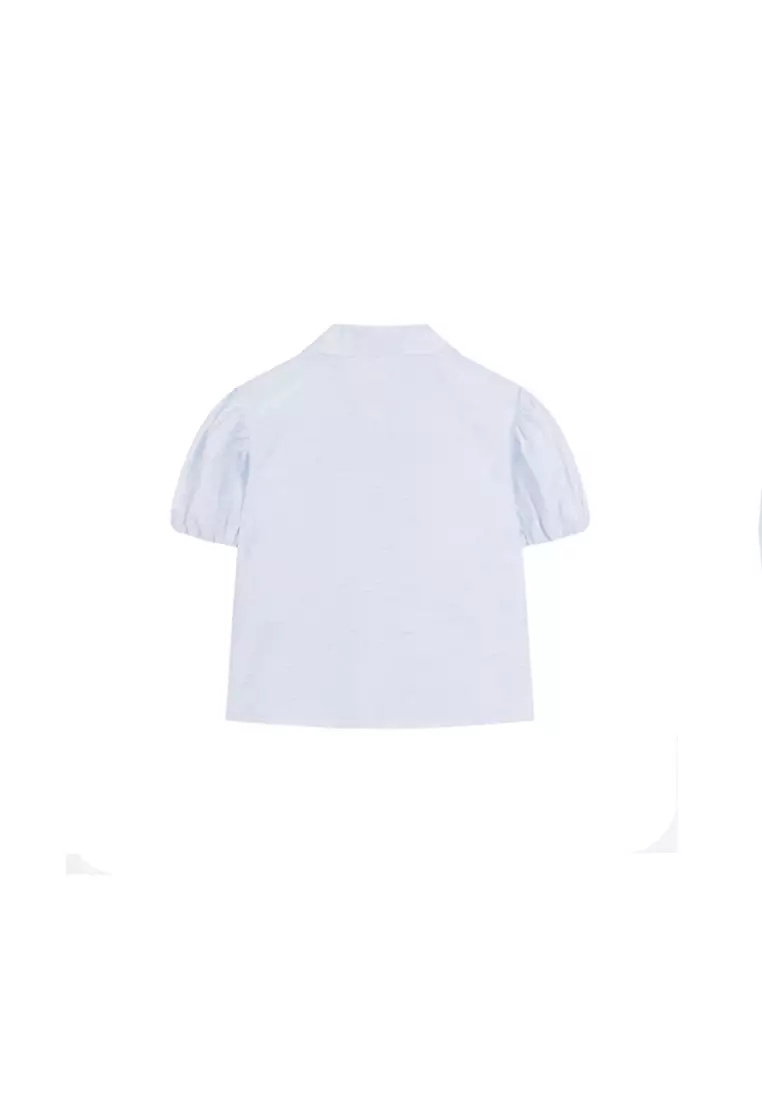 女童短袖衬衫可爱小圆领短袖衬衫