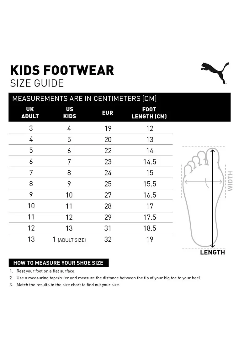 Puma womens shoes size chart online