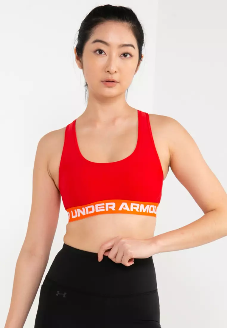 Under Armour Womens Armour Mid Crossback Sports Bra in Red
