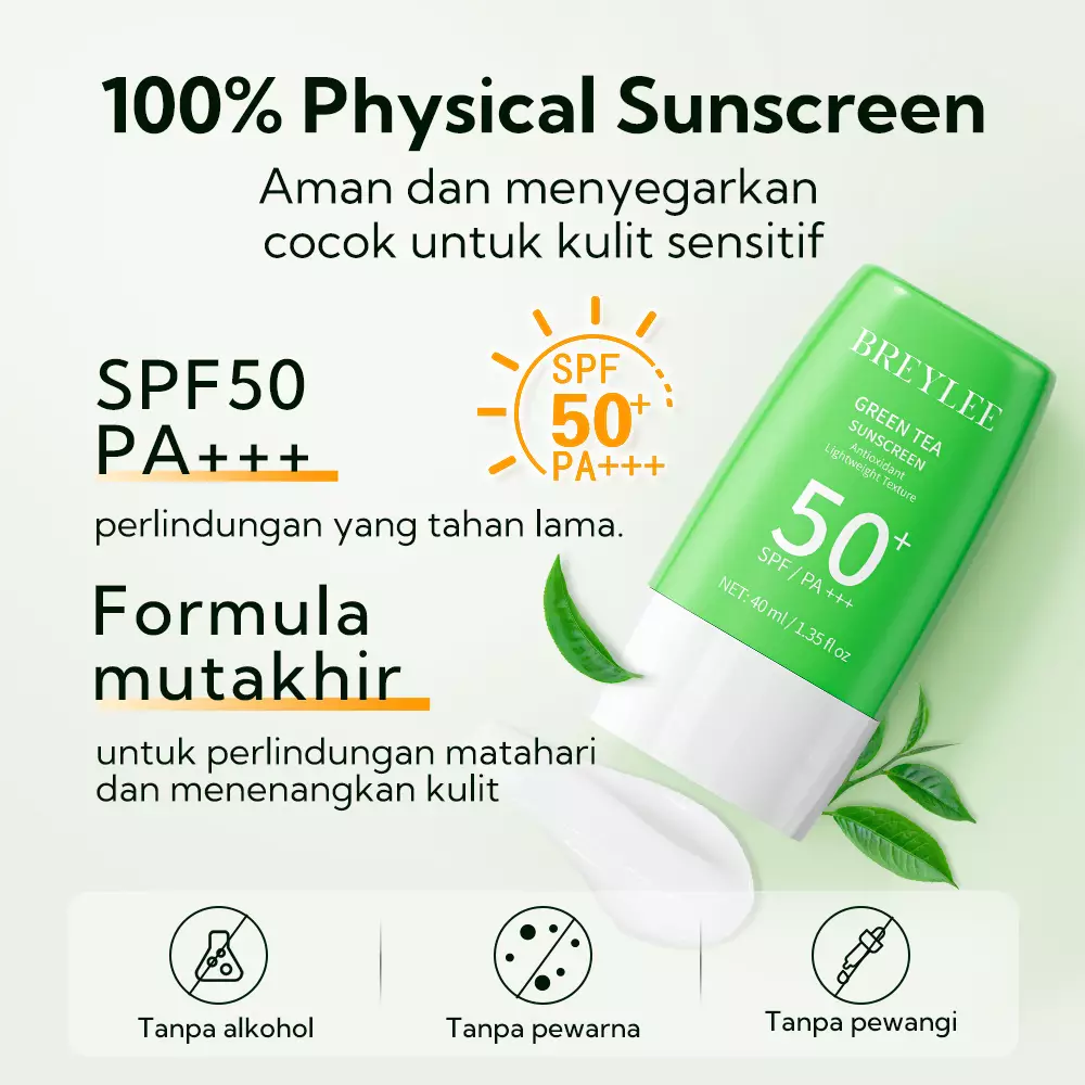 BREYLEE UV Sunscreen Cream - Green Tea (40ml)