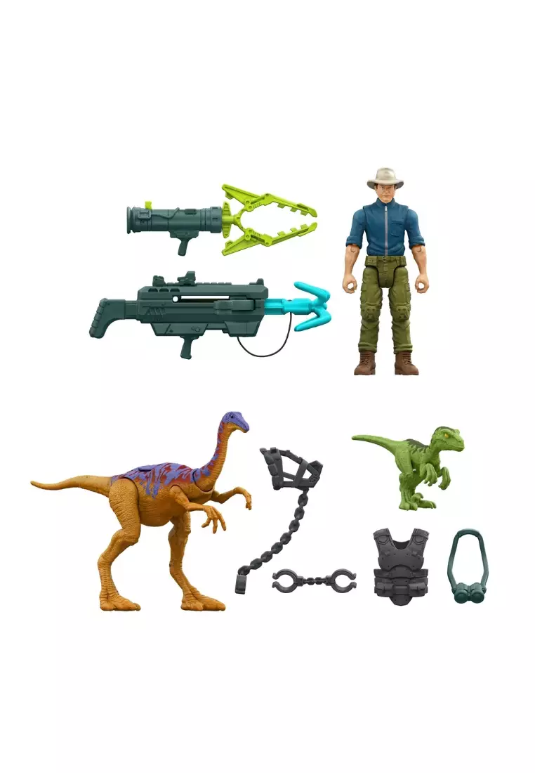 Jurassic Park Dr. Alan Grant Tactical Claw Figure Pack & 2 Dinosaurs