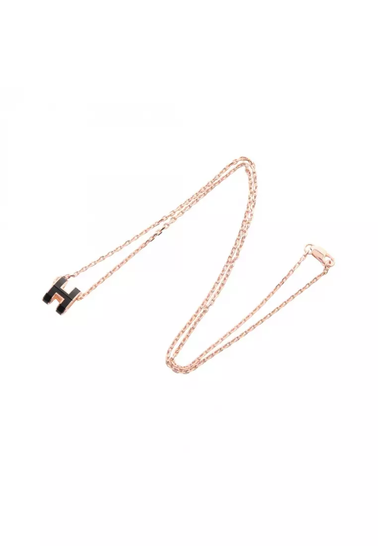 Pre-Loved Hermès MINI POP H Mini Pop H necklace GP Pink gold black