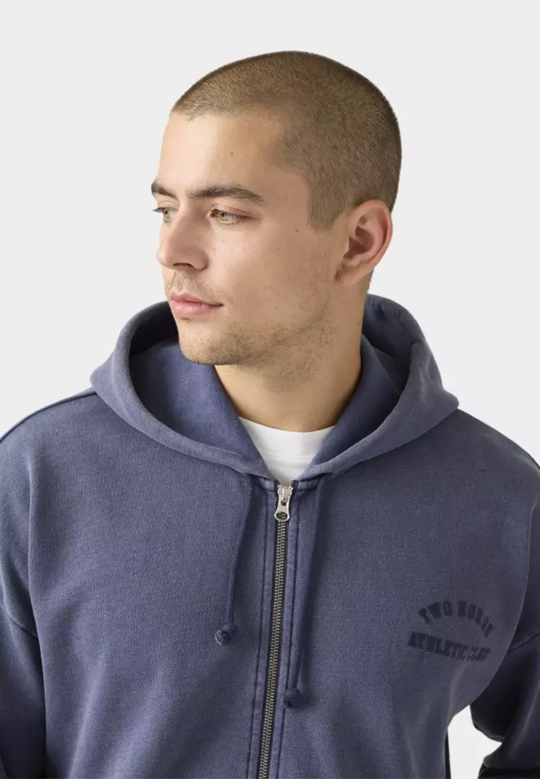 Men's Two Horse Cropped Zip-Up Sweatshirt 003QW-0001