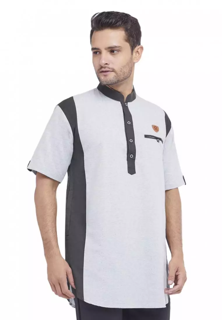 Zayidan Baju Koko Gamis Muslim Pria Raheel - Silver