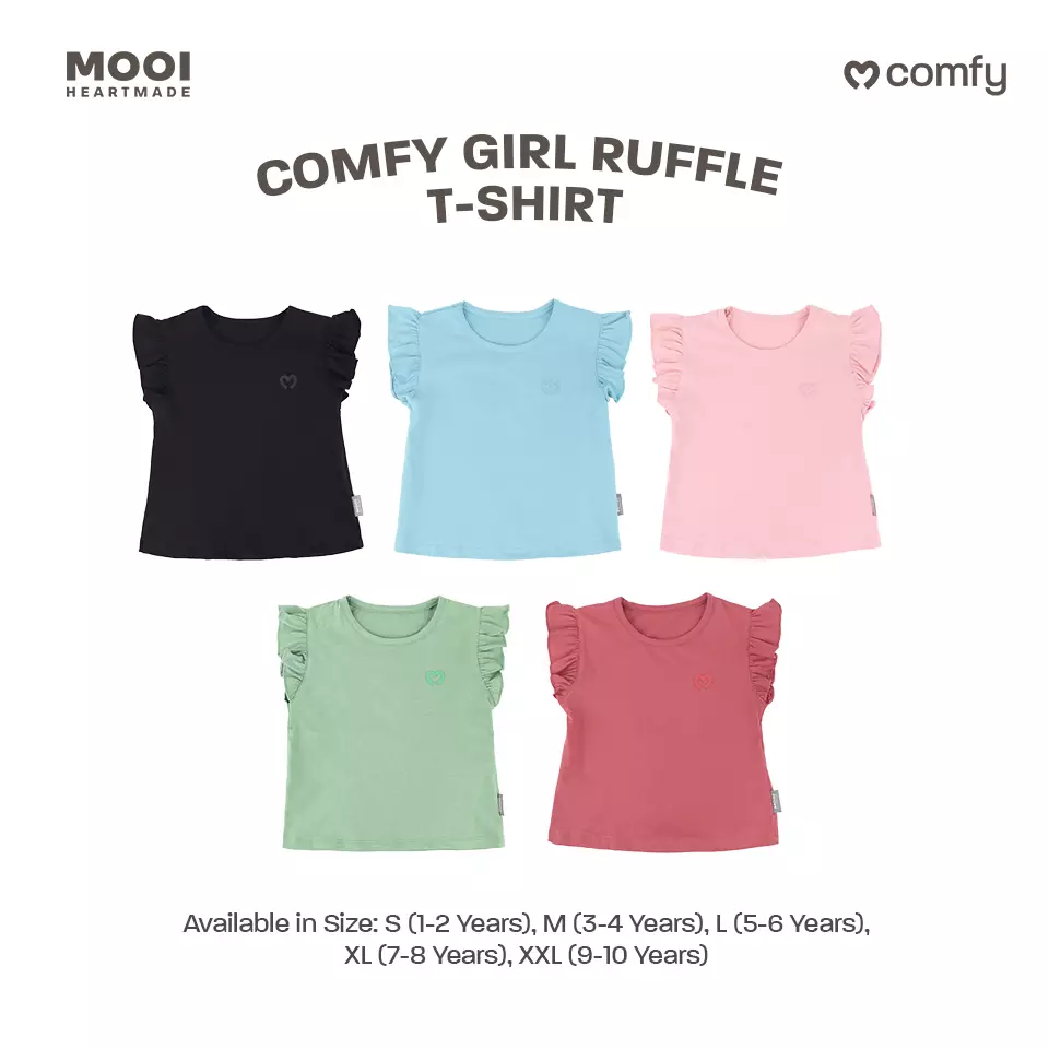Mooi Atasan Anak Perempuan Comfy Girls Ruffle T-shirt - Pink Blossom