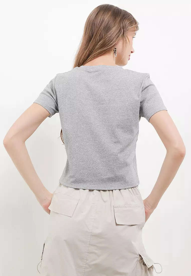 S/S Tshirt With Camelia Broosh