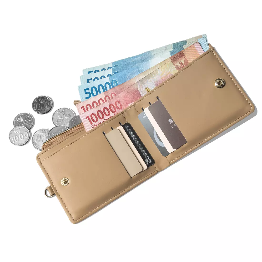 C2 Cassandra Khaki Leather Wallet Lanyard - Lanyard Dompet Kulit Wanita