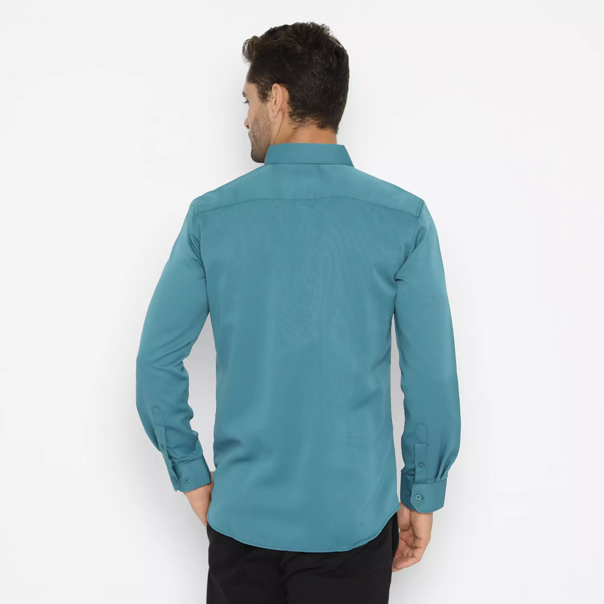 Platini Baju Kemeja Polos Basic Pria Panjang Polinosic Hijau Toska 66117