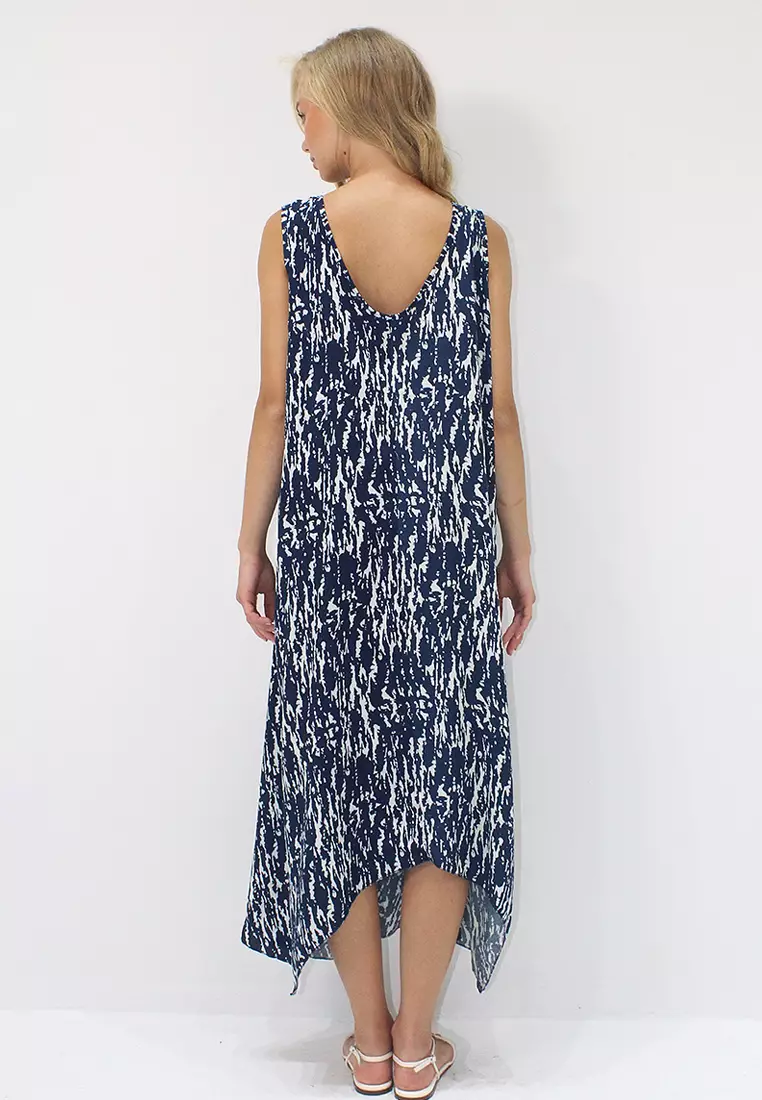 Viscose O-Ring Asymmetrical Midi Dress