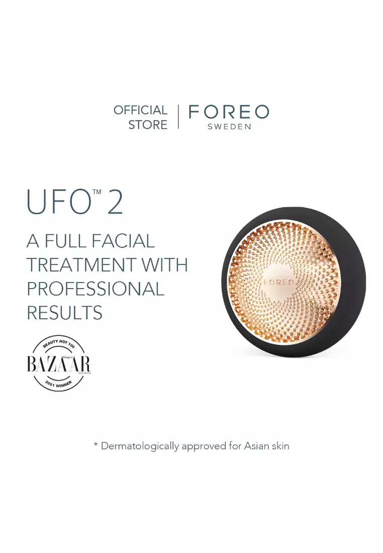 FOREO UFO 2 Full Facial Treatment Device with Advanced Heating Cooling LED Light Therapy Compatible With all UFO and Sheet Masks [2-Year Warranty] - Black