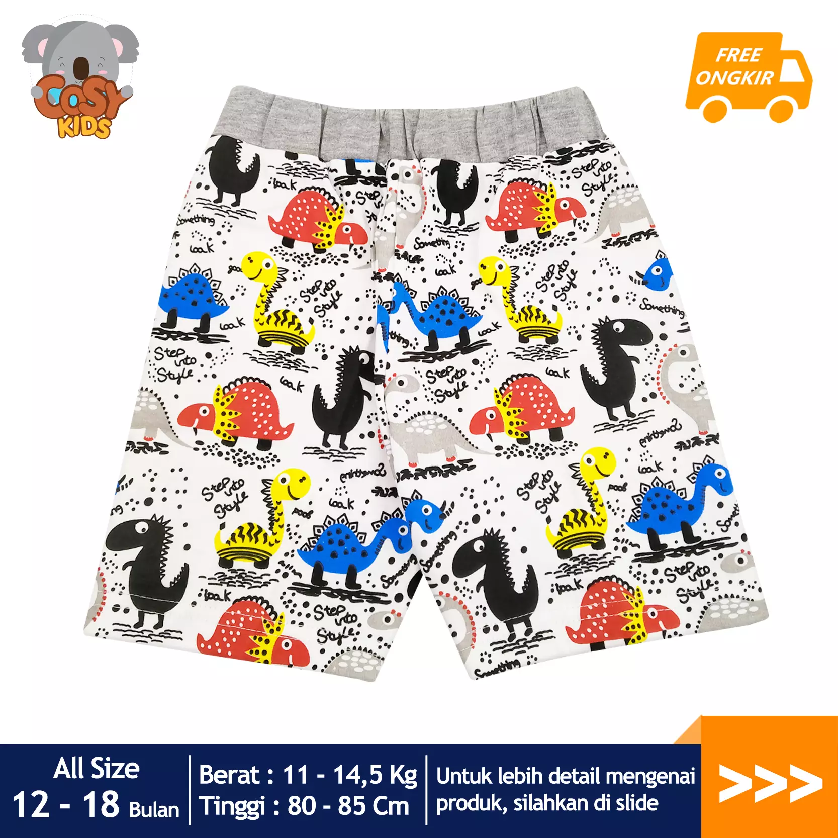 Wakakids Celana Pendek Bayi Celana Kolor Anak Bayi Laki Laki Printed Motif Dinosaurus Usia 12 Bulan Hingga 18 Bulan 3597 Venwk