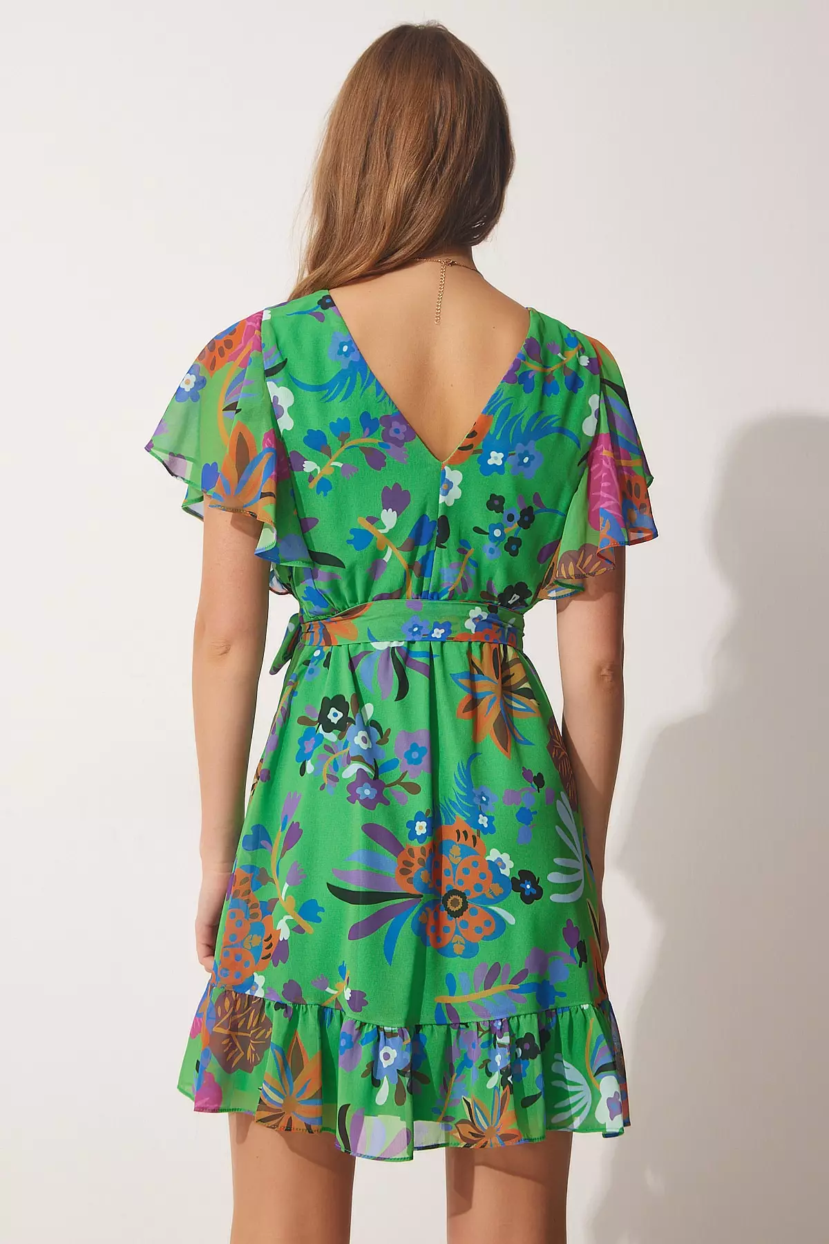 Patterned chiffon dress deals