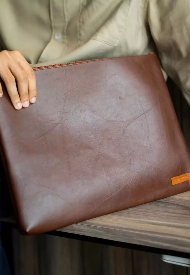 Houseofcuff Clutch Pria Tas Tangan Unisex Cokelat Model Polos Zipper