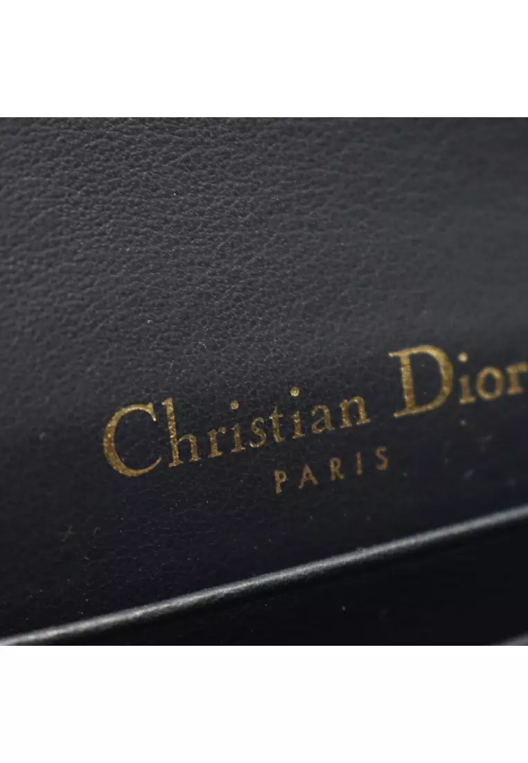 Pre-Loved Christian Dior SADDLE saddle oblique jacquard body bag waist bag canvas leather beige Navy