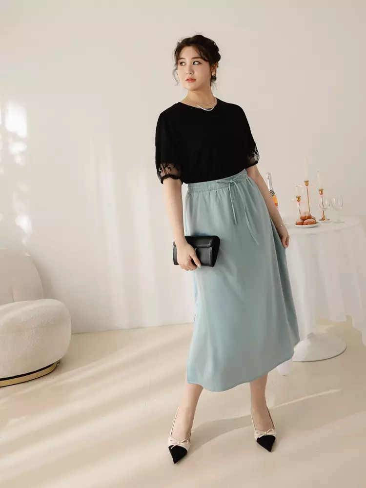 Textured Tie Waist Slit Maxi Skirt [CA2960]