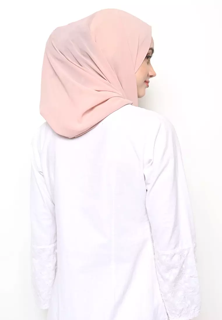 Pasmina  Cerutti Baby Doll Jahit Tepi Pale Pink