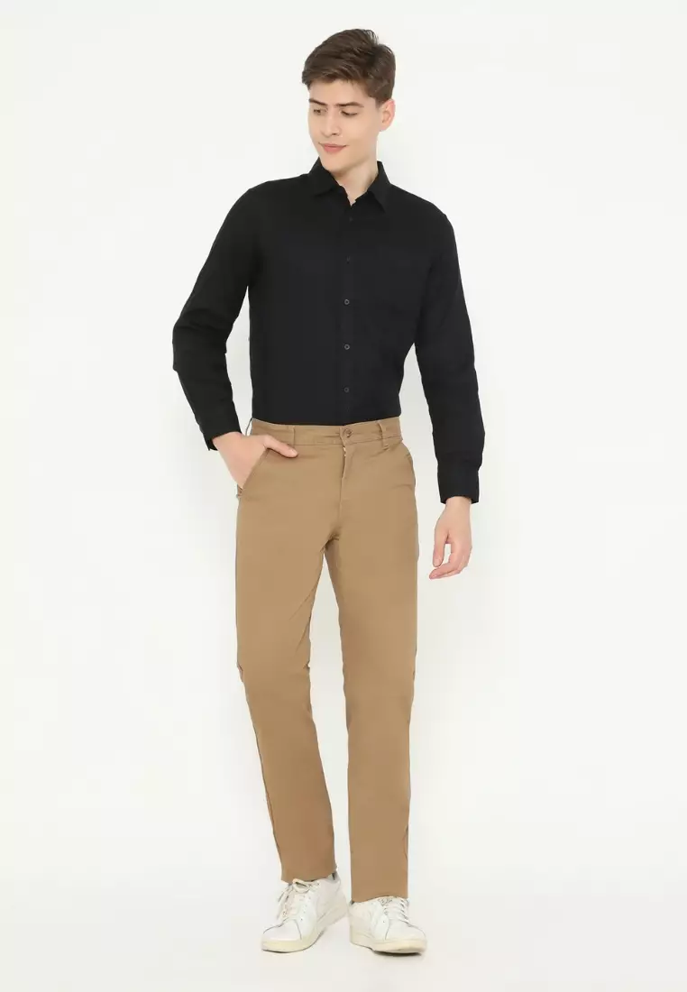 POLICE Celana Chino Panjang Cotton Premium Stretch Regular Fit Pria