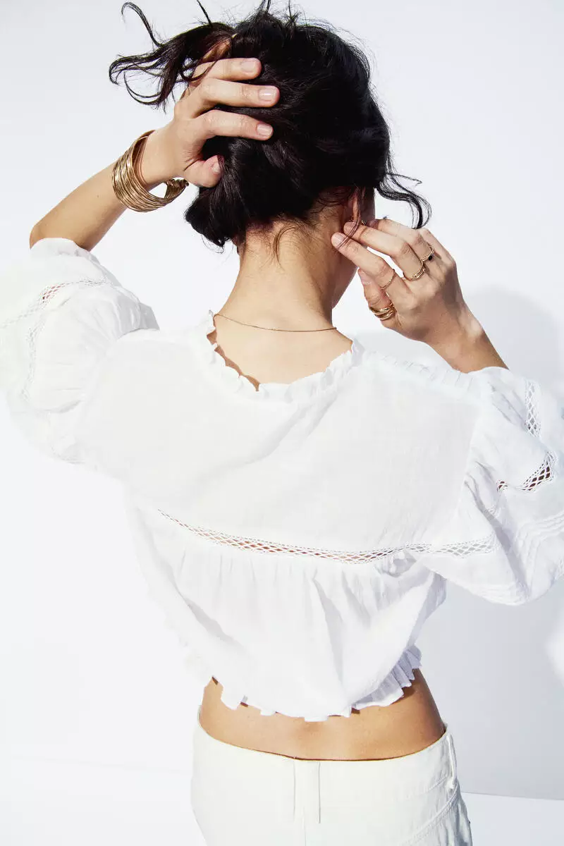 Pintucked cotton blouse