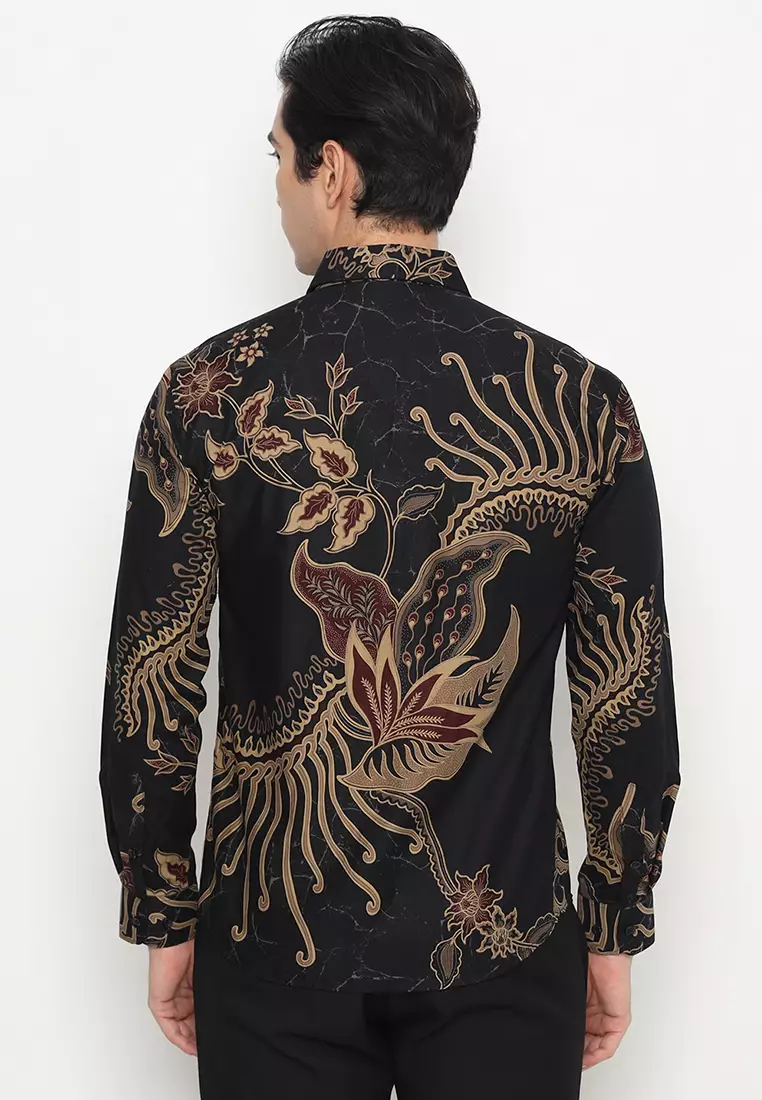 Kemeja Batik Pria Slimfit Senapati - Black/Brown