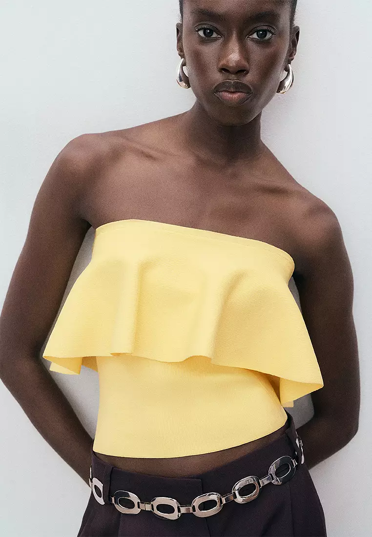 Buy Mango Maxi-Ruffle Strapless Top 2026 Online | ZALORA