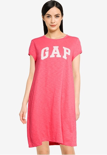 GAP pink Short Sleeves Logo Tee Dress EA91EAA266EF90GS_1