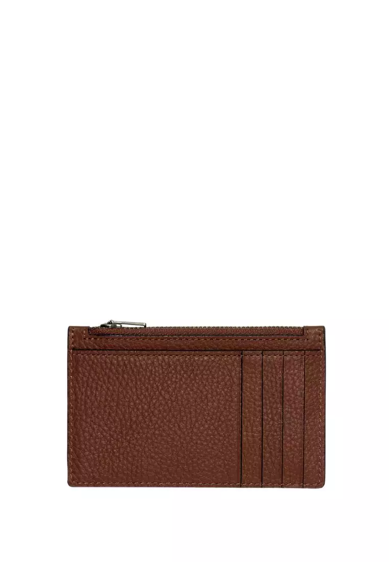 Zip Card Case Gunmetal Saddle