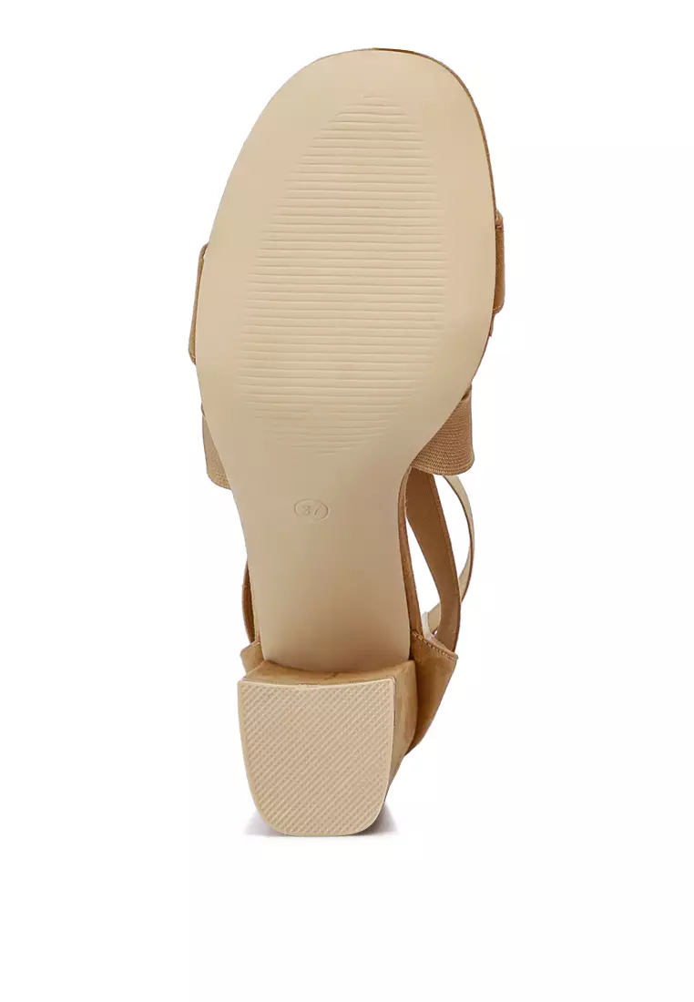 Sandal Blok Suede Mikro Daur Ulang Tan