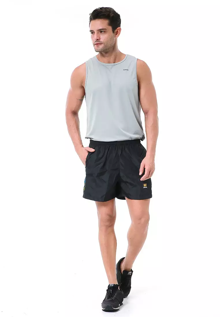 Halburt Celana Pendek Olahraga Pria Short Pants Kasual Simple Material Parasut ORIGINAL - Black Blue