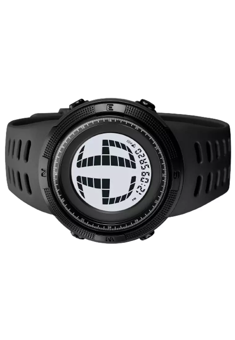 Jam Tangan Digital Pria Sporty Waterproof Alarm Black White ORIGINAL