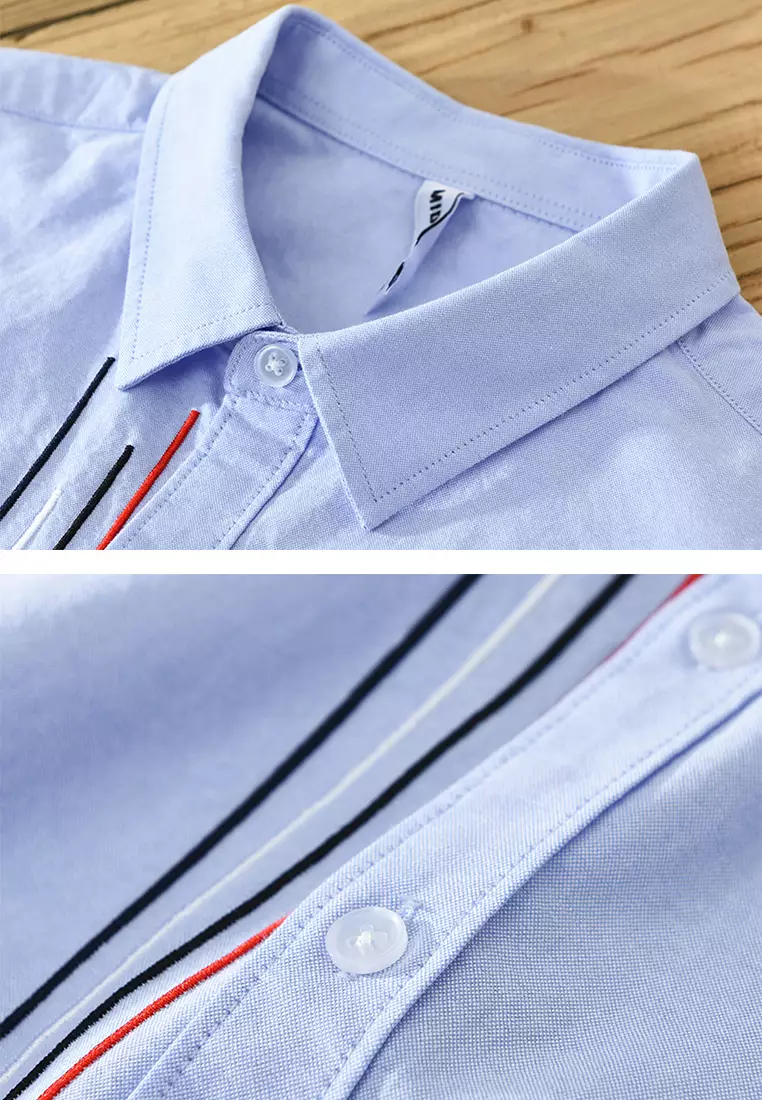Striped Embroidery Casual Shirt WM-M8805