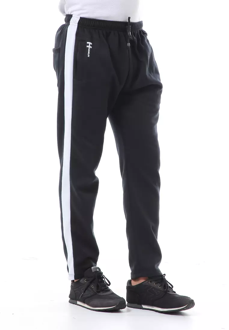 Nemanja Celana Panjang Pria Training Olahraga Motif List Material BabyTerry ORIGINAL - Black