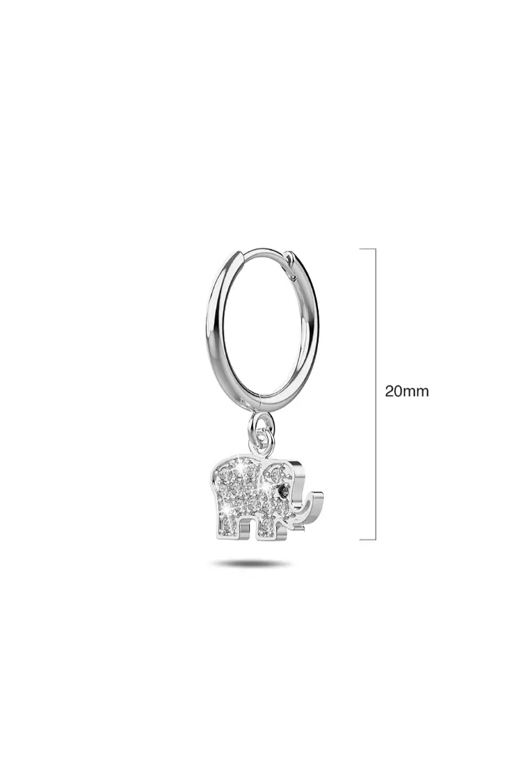 Solid 925 Sterling Silver Elly Zircon Huggie Earrings Silver