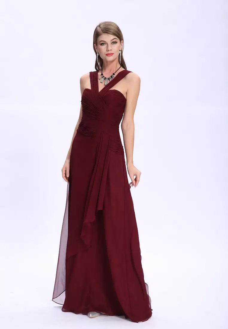 優雅風格真絲雪紡晚禮服