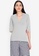 DEITY grey Knitted V-Neck Quarter Sleeves Top F5B41AA7CCBBF6GS_1