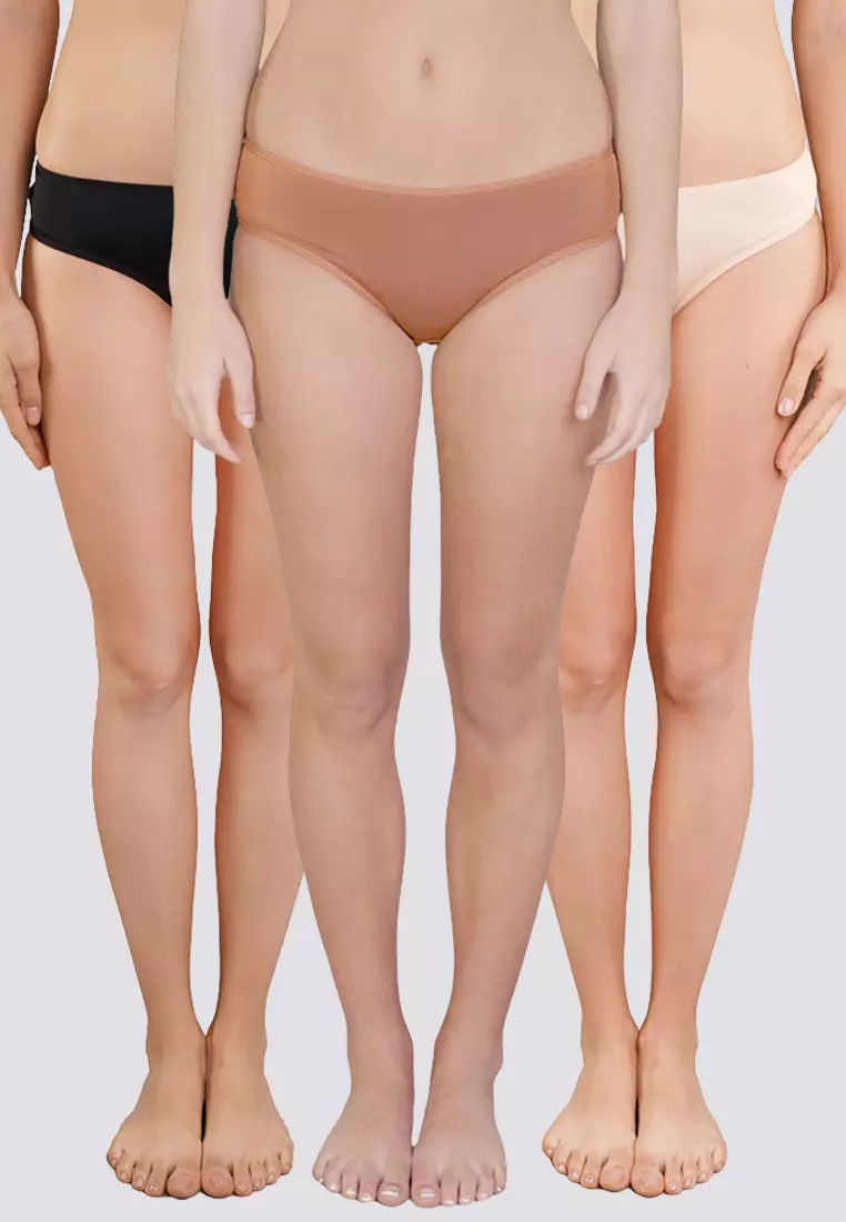 PUMA Women's Plus Size 3 Pack Seamless Bikini Underwear, Puma
