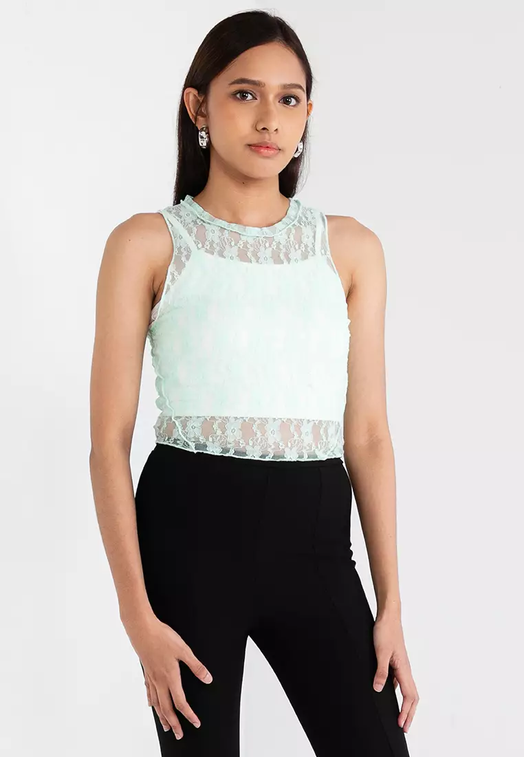 Bershka Sleeveless Blonde Lace Top 2025 | Buy Bershka Online