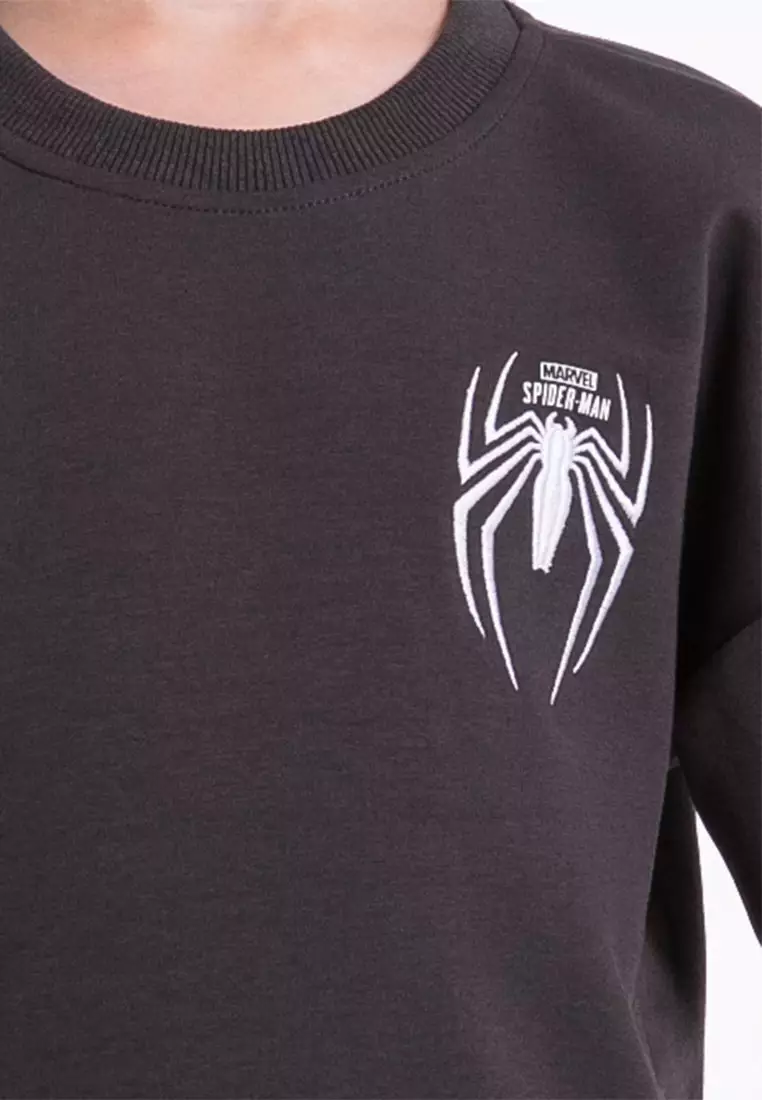 Forest x Marvel Spiderman Premium Air-Cotton Pullover Sweatshirt Kids - FAK30001-03DkGrey
