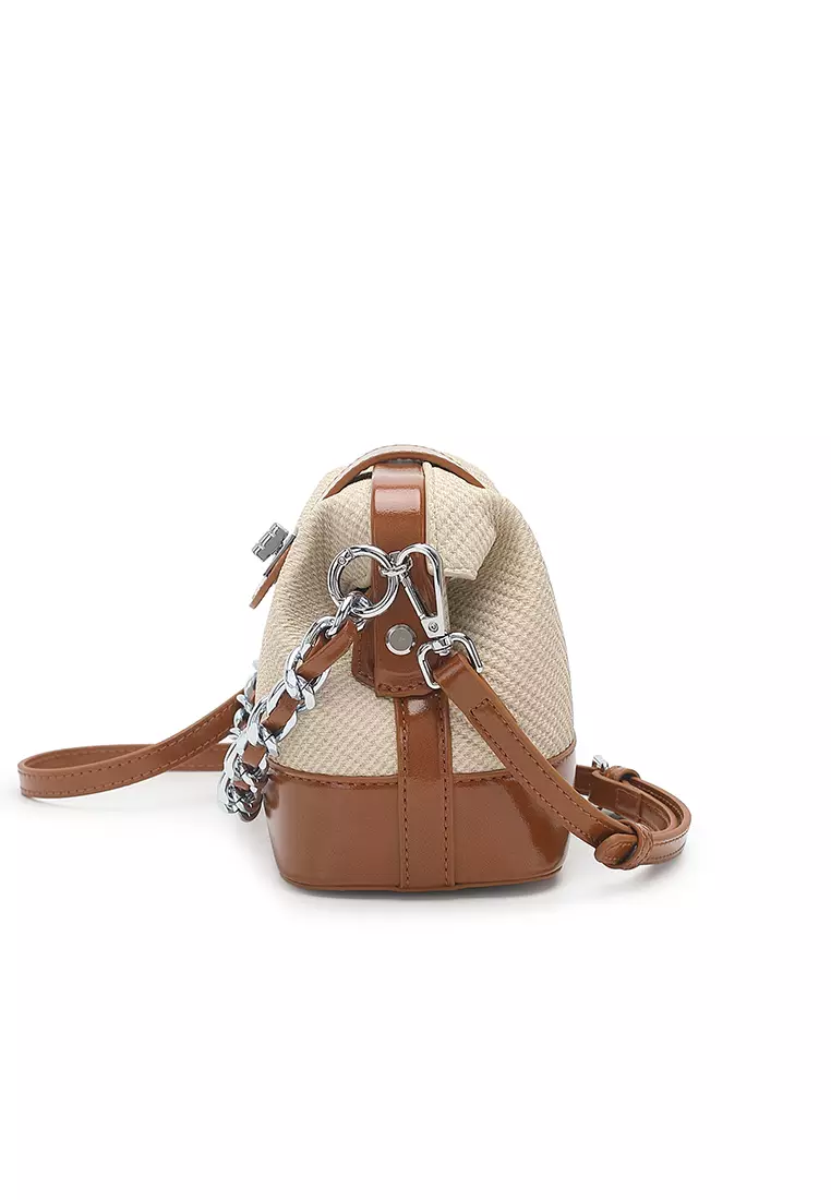 Women's Top Handle Bag / Sling Bag / Crossbody Bag / Shoulder Bag - Light Yellow / Brown