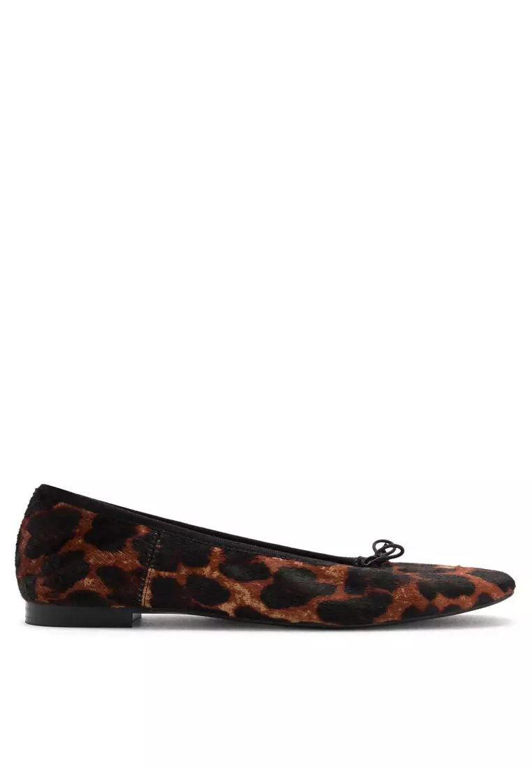 Discount on Mango  shoes - SKU: Leather Leopard Ballerina Flats