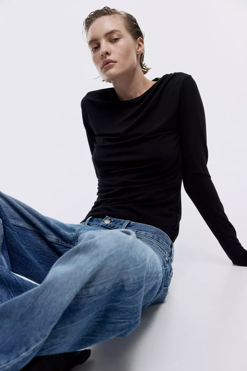 Draped jersey top