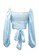 London Rag blue Satin Puffed Sleeves Wrap Crop Top in Blue 7D29CAAF33B62EGS_8