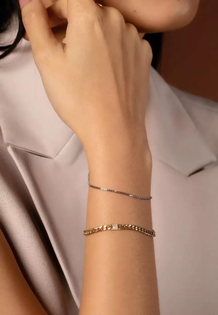 Bold Box Chain Bracelet 14k White Gold