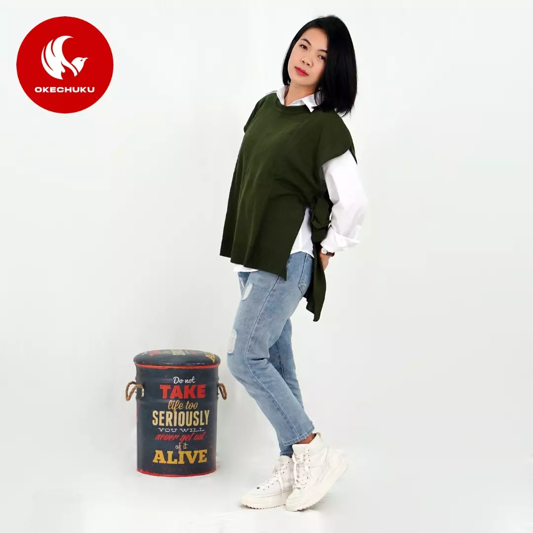 OKECHUKU Andien Knit Vest Korean Style Rompi Rajut Wanita Polos Vest Tali Outer Hijab