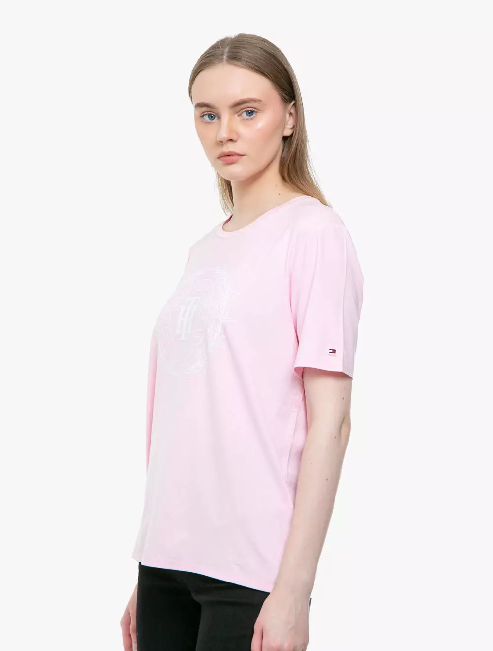 TOMMY HILFIGER - PRINTED SHIELD T-SHIRT - PASTEL PINK - pink