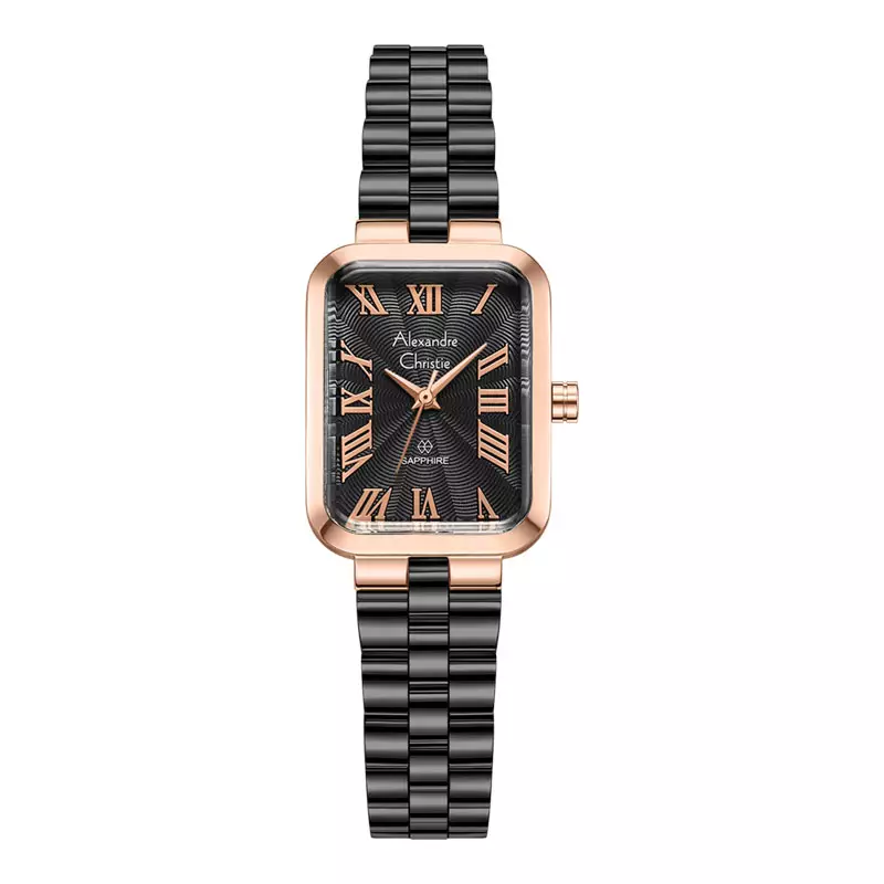 Jam Tangan Wanita Alexandre Christie Passion AC 2B87 LH BBRDG Ladies Sapphire Black Dial Black Stainless Steel Strap