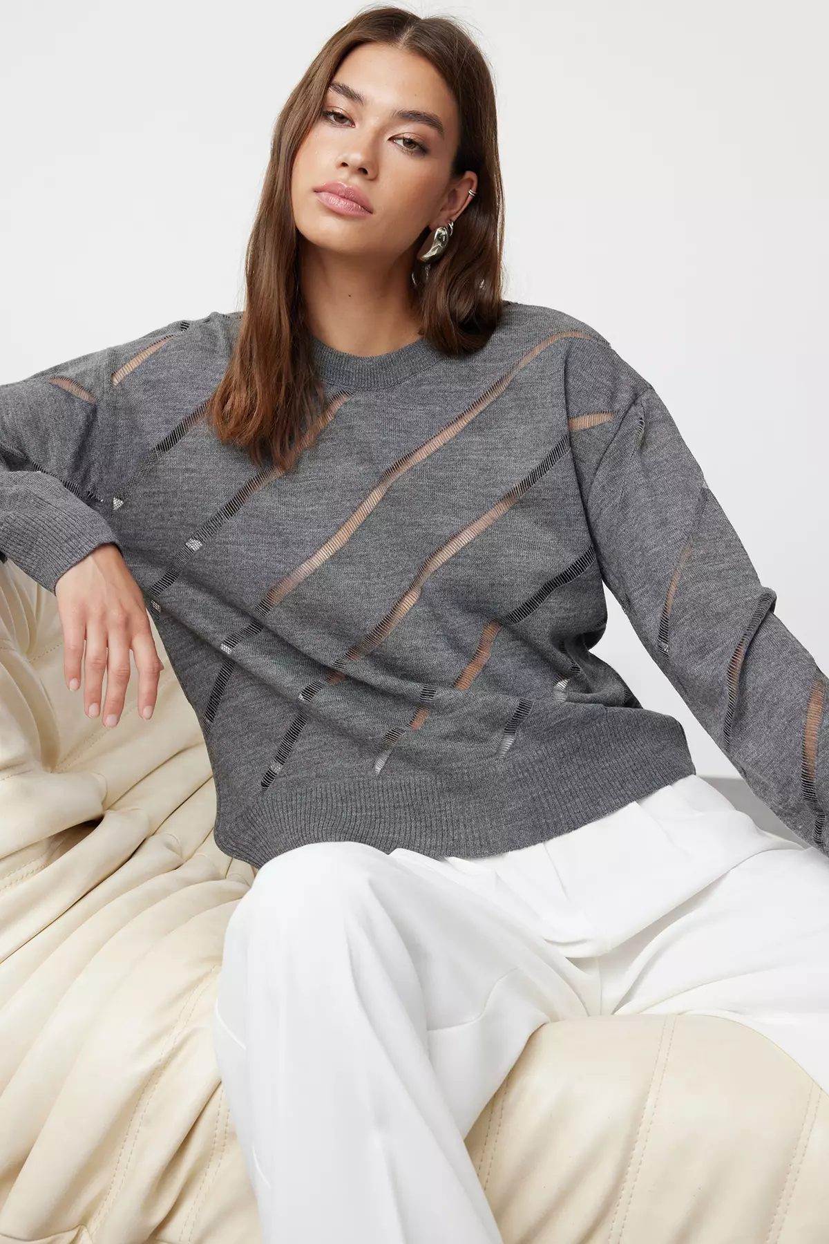 Openwork/Perforated Knitwear Sweater