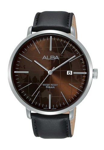 Alba black ALBA Jam Tangan Pria - Black Silver Brown - Leather Strap - AS9J89X1 77312ACE427D51GS_1